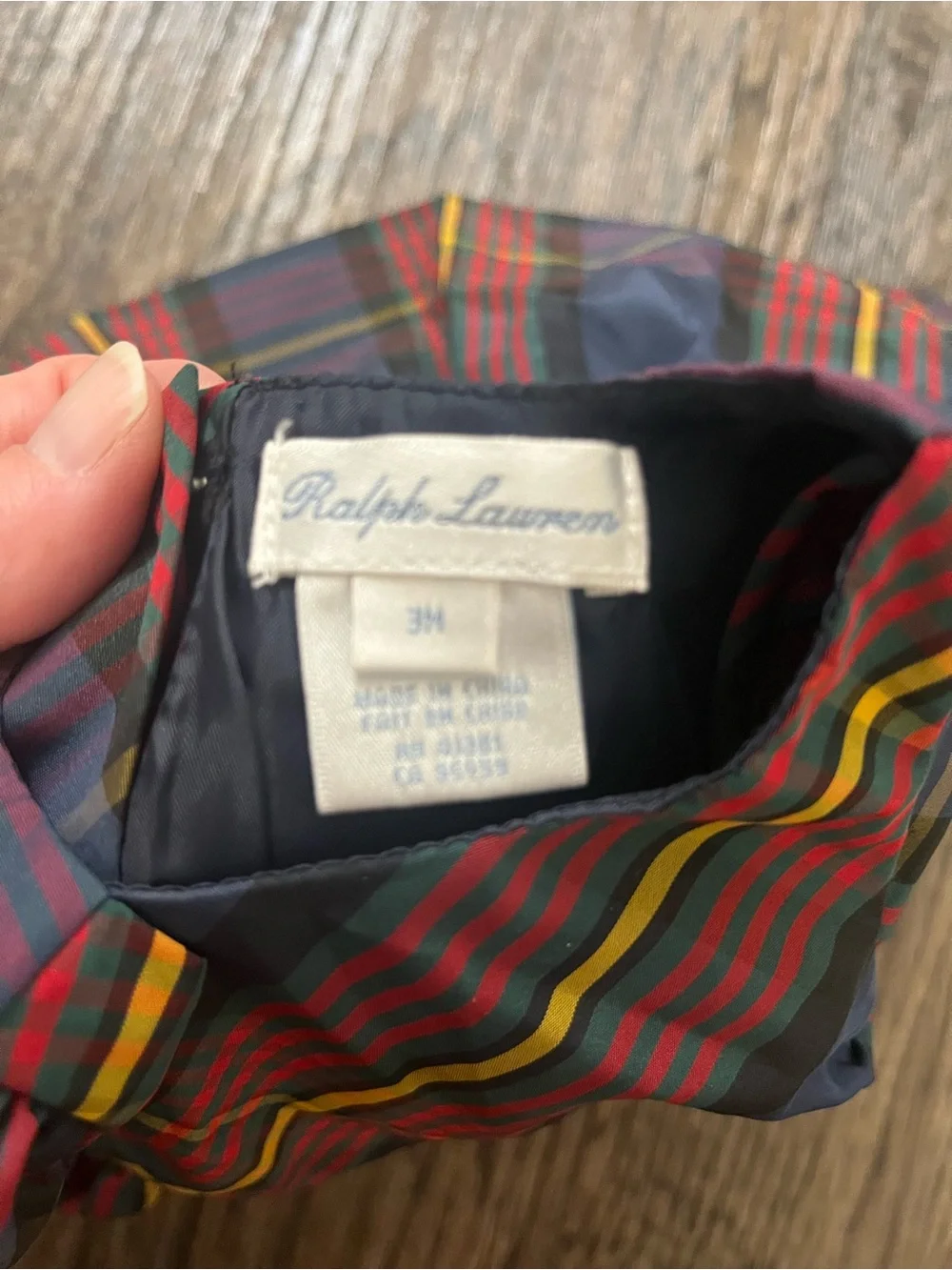 Ralph Lauren Girls Plaid Dress - Navy, Red & Green with Yellow Accents